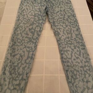 Chic Light Blue Patterned Women's Skinny Pants